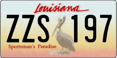 LA license plate ZZS197