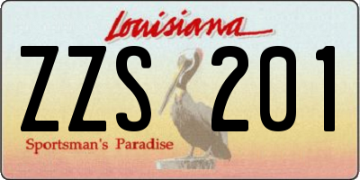 LA license plate ZZS201