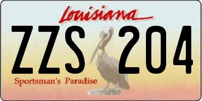 LA license plate ZZS204