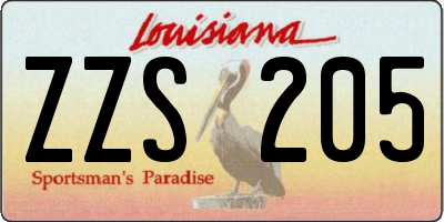 LA license plate ZZS205