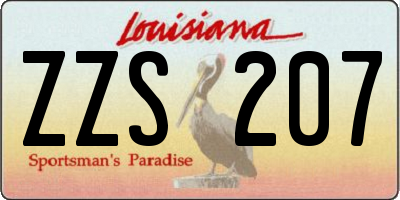 LA license plate ZZS207