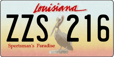 LA license plate ZZS216