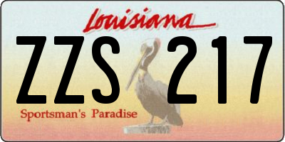 LA license plate ZZS217