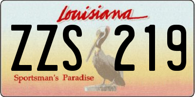 LA license plate ZZS219