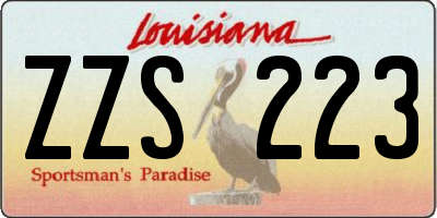 LA license plate ZZS223