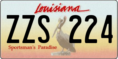 LA license plate ZZS224