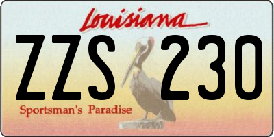 LA license plate ZZS230