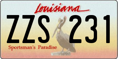 LA license plate ZZS231