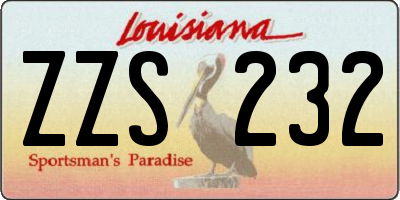 LA license plate ZZS232