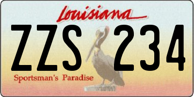 LA license plate ZZS234