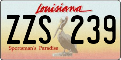 LA license plate ZZS239