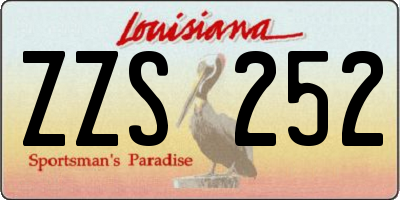 LA license plate ZZS252