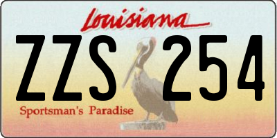 LA license plate ZZS254