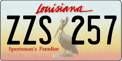 LA license plate ZZS257