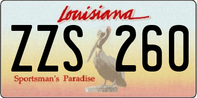 LA license plate ZZS260