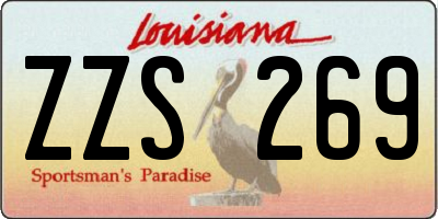 LA license plate ZZS269