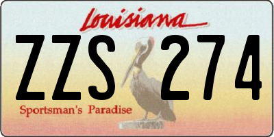 LA license plate ZZS274