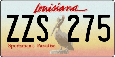 LA license plate ZZS275