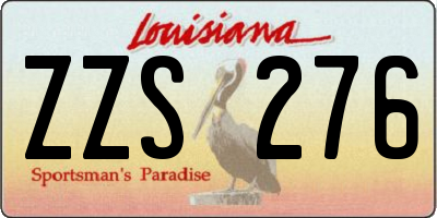 LA license plate ZZS276