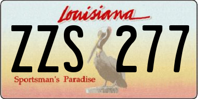 LA license plate ZZS277