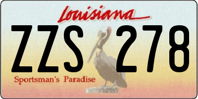 LA license plate ZZS278
