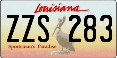 LA license plate ZZS283