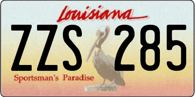 LA license plate ZZS285