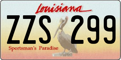 LA license plate ZZS299