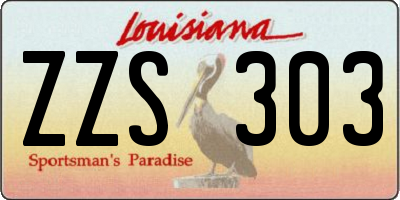 LA license plate ZZS303