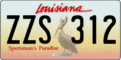 LA license plate ZZS312