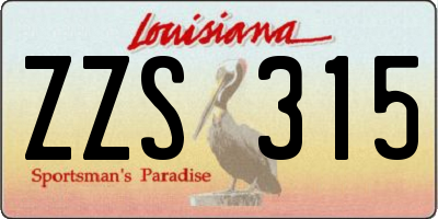 LA license plate ZZS315