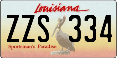 LA license plate ZZS334