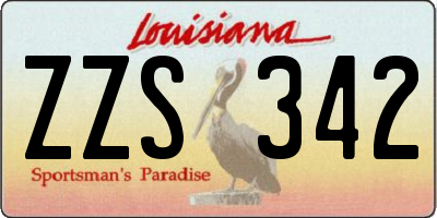 LA license plate ZZS342