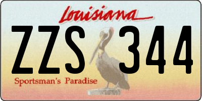 LA license plate ZZS344
