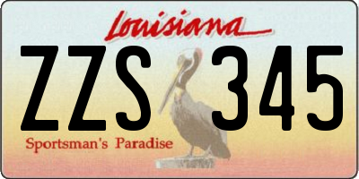 LA license plate ZZS345