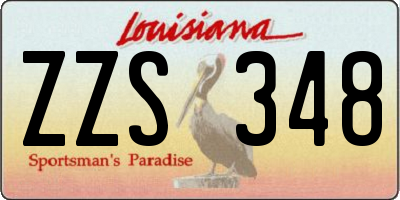 LA license plate ZZS348