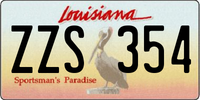 LA license plate ZZS354