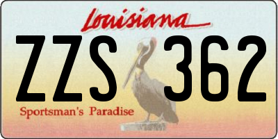 LA license plate ZZS362