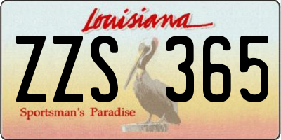 LA license plate ZZS365