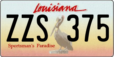 LA license plate ZZS375