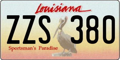 LA license plate ZZS380