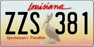 LA license plate ZZS381