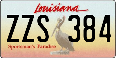 LA license plate ZZS384