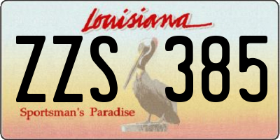 LA license plate ZZS385