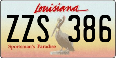 LA license plate ZZS386
