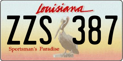 LA license plate ZZS387