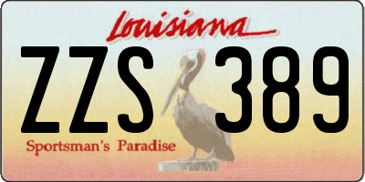 LA license plate ZZS389