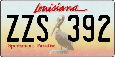 LA license plate ZZS392