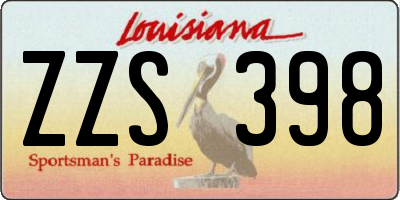 LA license plate ZZS398