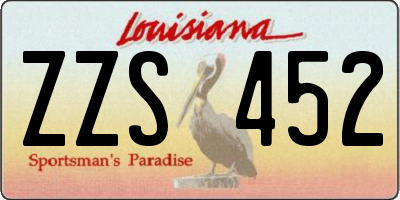 LA license plate ZZS452